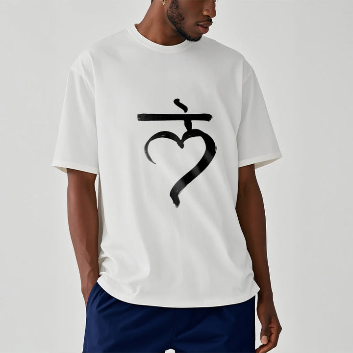 Camiseta informal de algodón con Buddha Stones y mantra Lam en sánscrito - image 7