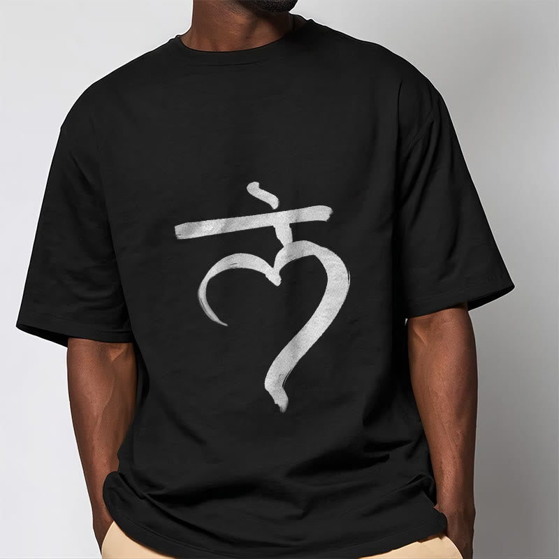 Camiseta informal de algodón con Buddha Stones y mantra Lam en sánscrito - image 2