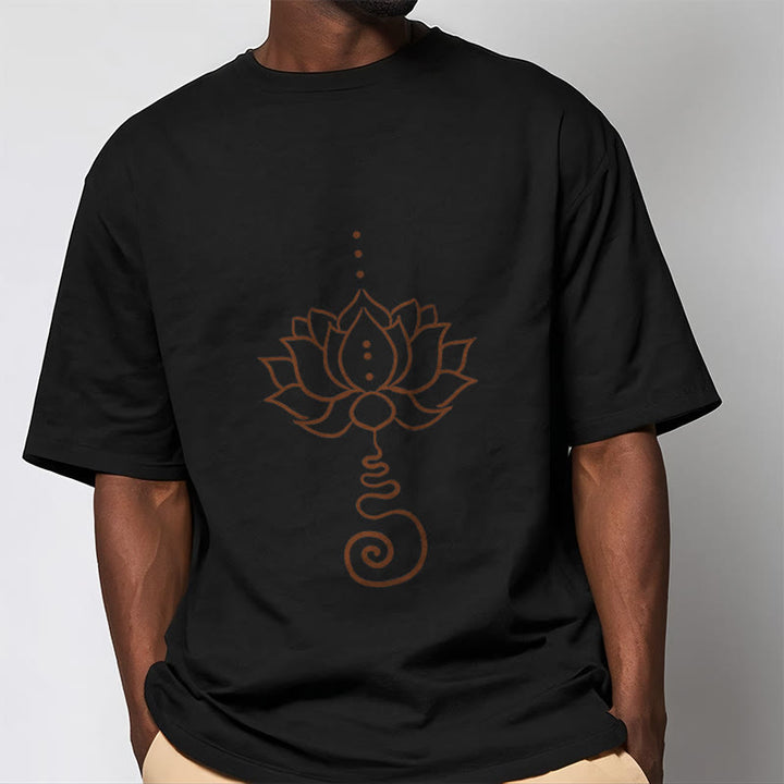 Camiseta de algodón con diseño casual de loto y Buddha Stones - image 6