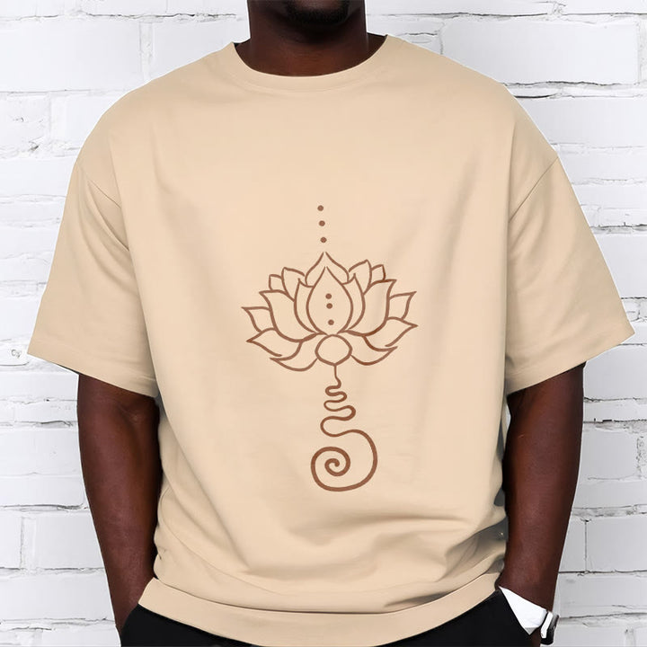 Camiseta de algodón con diseño casual de loto y Buddha Stones - image 10