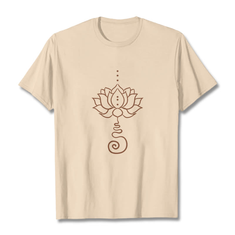 Camiseta de algodón con diseño casual de loto y Buddha Stones - Sopa de mariscos - 2XL - image 9