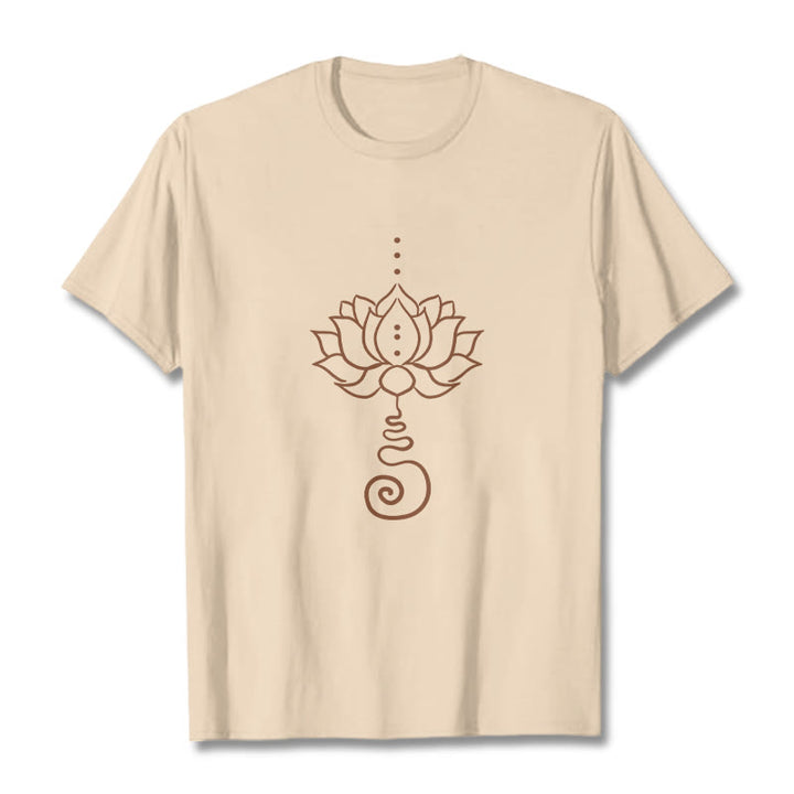 Camiseta de algodón con diseño casual de loto y Buddha Stones - Sopa de mariscos - 2XL - image 9
