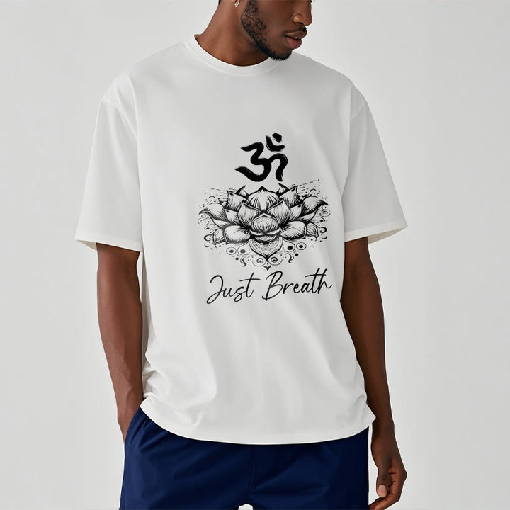 Camiseta informal de algodón con estampado de flor de loto y símbolo Buddha Stones - image 8
