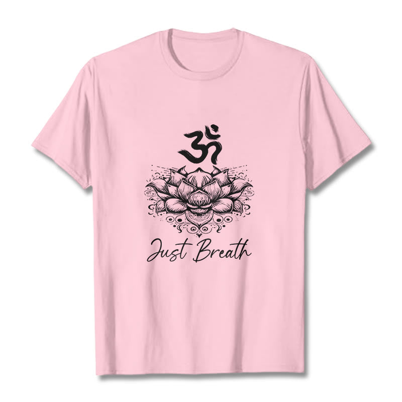 Camiseta informal de algodón con estampado de flor de loto y símbolo Buddha Stones - rosa claro - 2XL - image 12