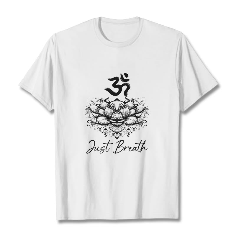 Camiseta informal de algodón con estampado de flor de loto y símbolo Buddha Stones - Blanco - 2XL - image 8