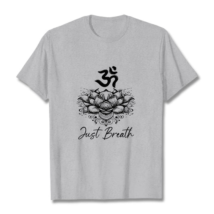 Camiseta informal de algodón con estampado de flor de loto y símbolo Buddha Stones - Gris claro - 2XL - image 19