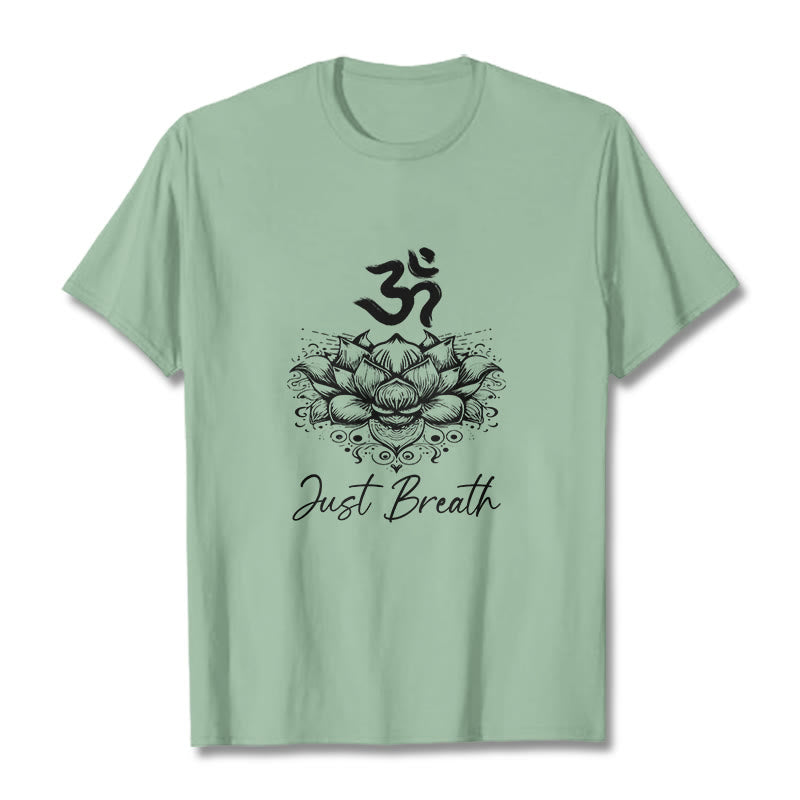 Camiseta informal de algodón con estampado de flor de loto y símbolo Buddha Stones - Verde pálido - 2XL - image 14