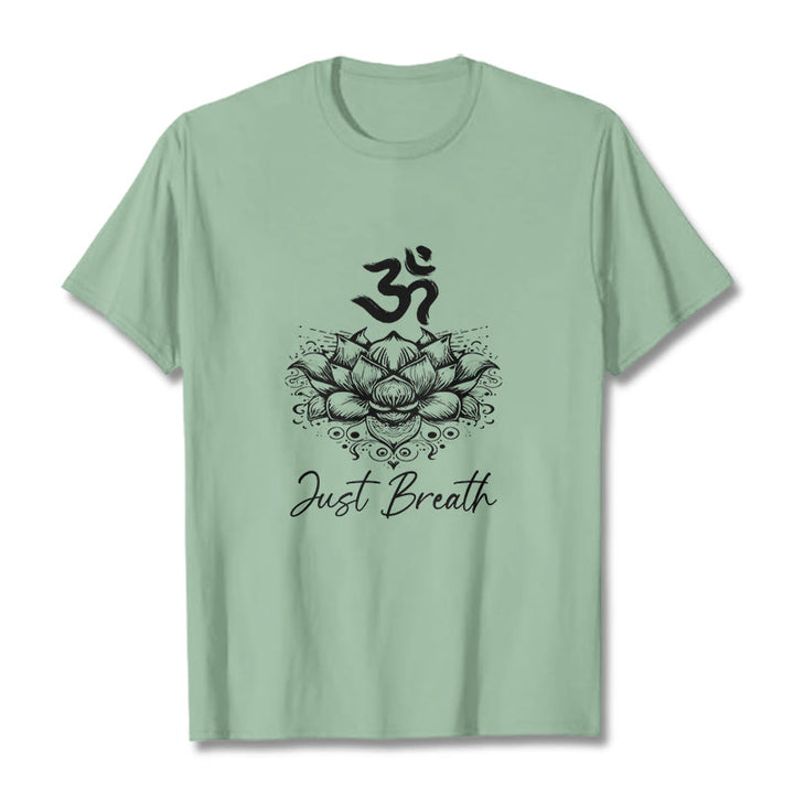 Camiseta informal de algodón con estampado de flor de loto y símbolo Buddha Stones - Verde pálido - 2XL - image 15