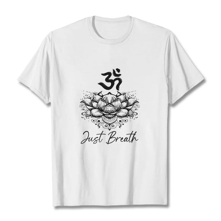 Camiseta informal de algodón con estampado de flor de loto y símbolo Buddha Stones - Blanco - 2XL - image 7