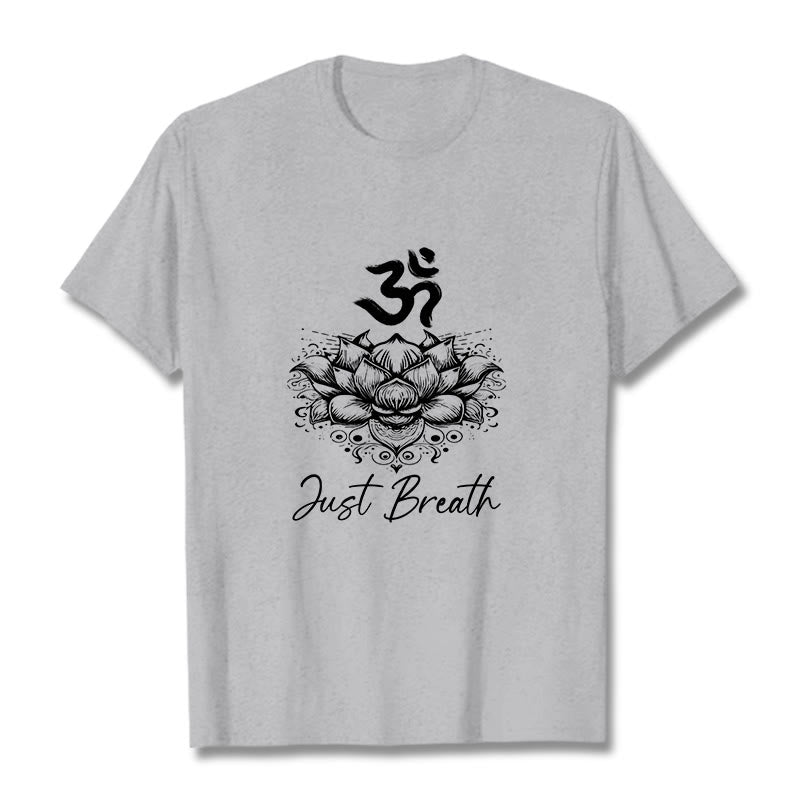 Camiseta informal de algodón con estampado de flor de loto y símbolo Buddha Stones - Gris claro - 2XL - image 20