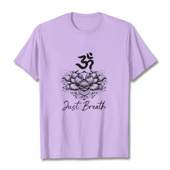 Camiseta informal de algodón con estampado de flor de loto y símbolo Buddha Stones - Ciruela - 2XL - image 16