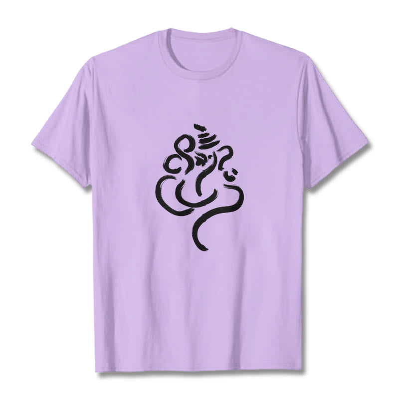 Camiseta informal de algodón con estampado de Ganesha y Buddha Stones - Ciruela - 2XL - image 16