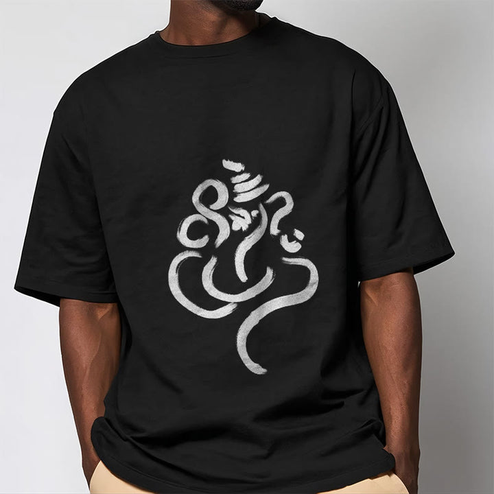 Camiseta informal de algodón con estampado de Ganesha y Buddha Stones - image 1