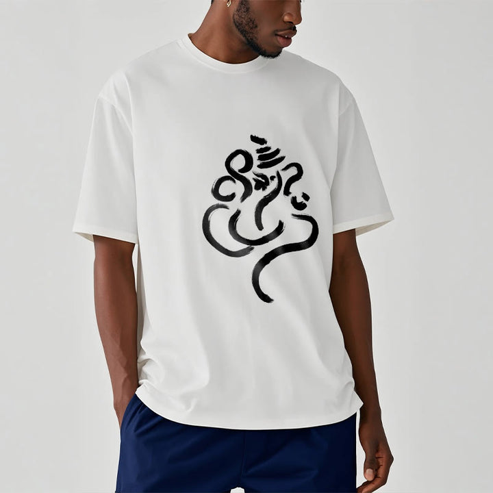 Camiseta informal de algodón con estampado de Ganesha y Buddha Stones - image 6