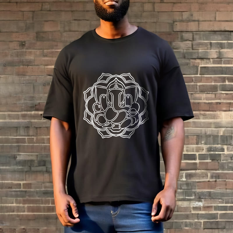 Camiseta de algodón con diseño de mandala y Buddha Stones, estampado de Ganesha - image 6