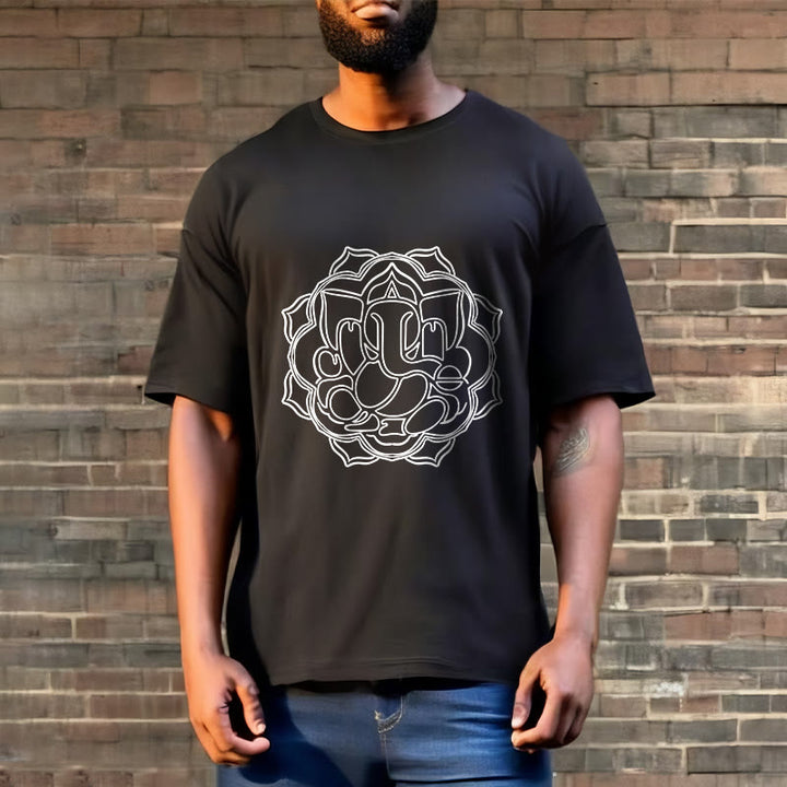 Camiseta de algodón con diseño de mandala y Buddha Stones, estampado de Ganesha - image 6