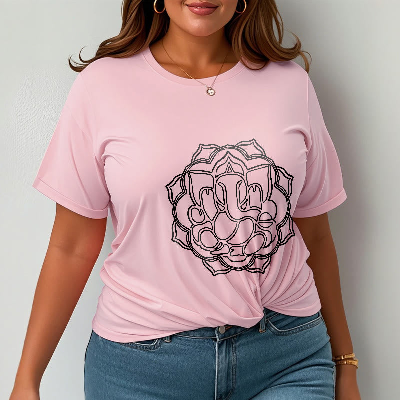 Camiseta de algodón con diseño de mandala y Buddha Stones, estampado de Ganesha - image 14