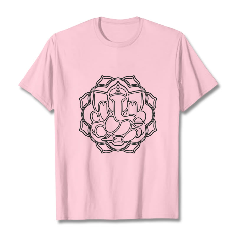 Camiseta de algodón con diseño de mandala y Buddha Stones, estampado de Ganesha - Rosa claro - 2XL - image 13