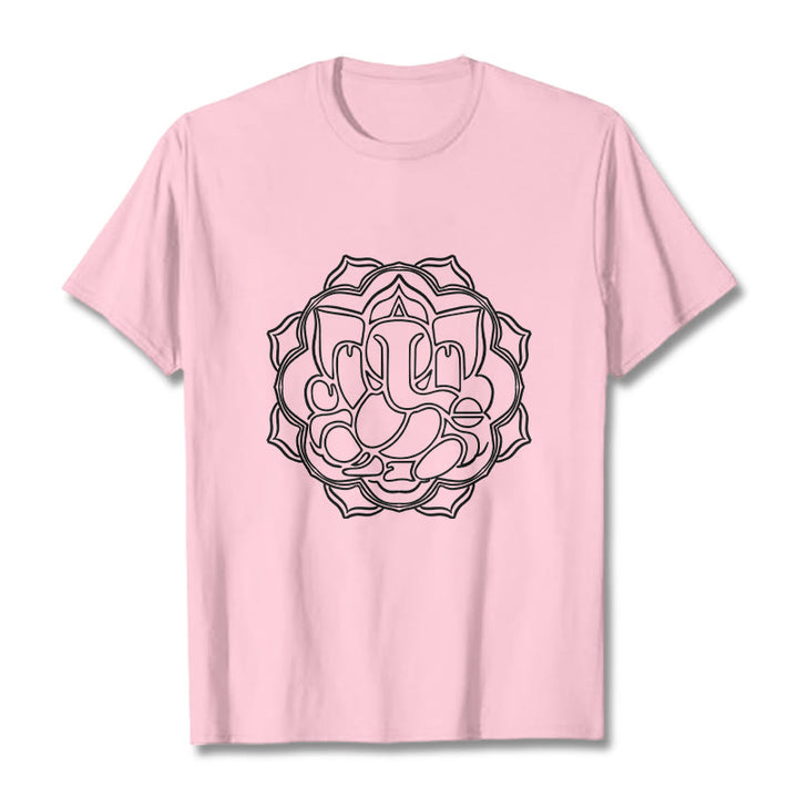 Camiseta de algodón con diseño de mandala y Buddha Stones, estampado de Ganesha - Rosa claro - 2XL - image 13