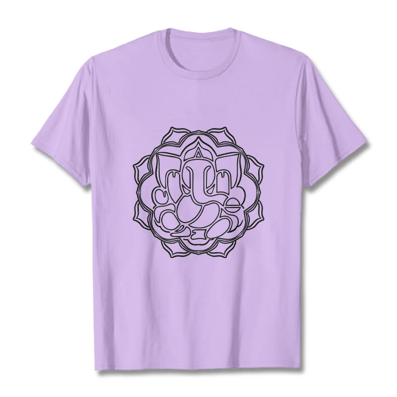 Camiseta de algodón con diseño de mandala y Buddha Stones, estampado de Ganesha - Ciruela - 2XL - image 17