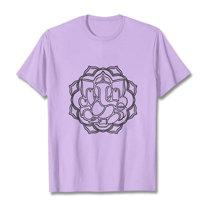 Camiseta de algodón con diseño de mandala y Buddha Stones, estampado de Ganesha - Ciruela - 2XL - image 17