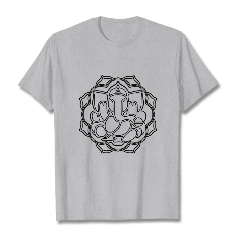 Camiseta de algodón con diseño de mandala y Buddha Stones, estampado de Ganesha - Gris claro - 2XL - image 20