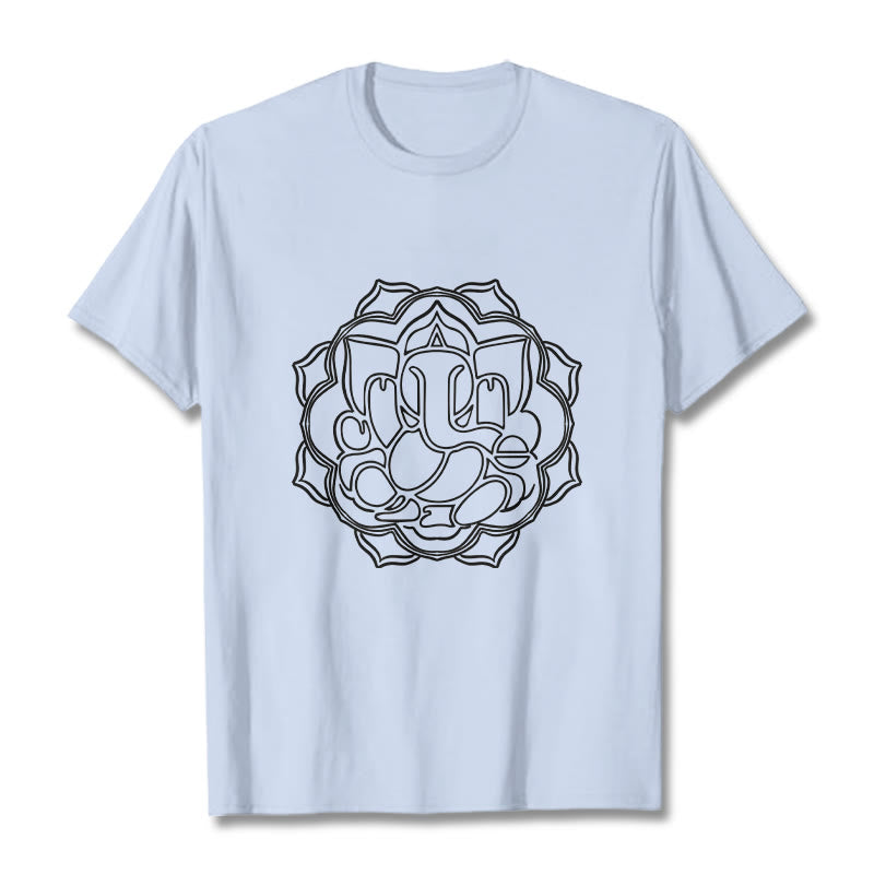 Camiseta de algodón con diseño de mandala y Buddha Stones, estampado de Ganesha - Cian claro - 2XL - image 19