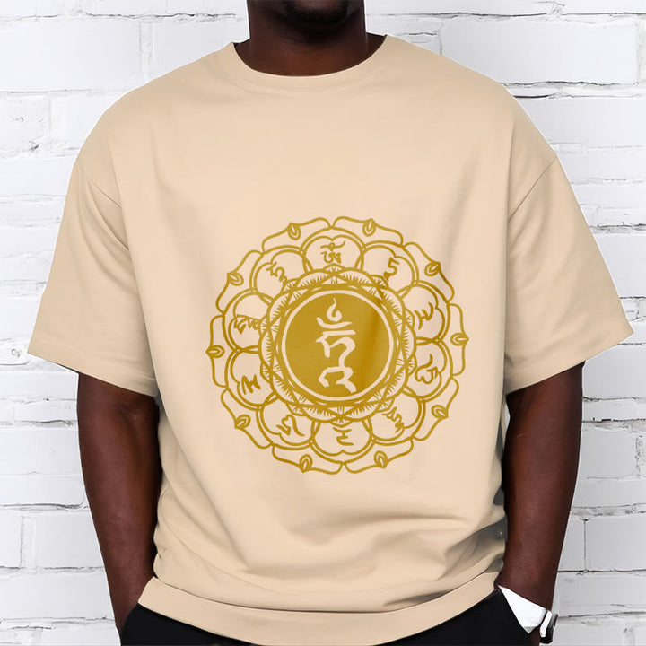 Camiseta de algodón con estampado de Vishuddha y símbolo de zumbido de Buddha Stones - image 10