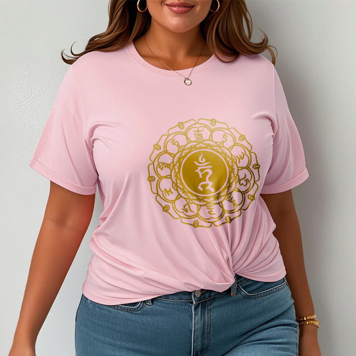 Camiseta de algodón con estampado de Vishuddha y símbolo de zumbido de Buddha Stones - image 14