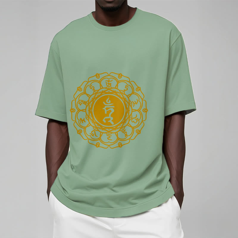 Camiseta de algodón con estampado de Vishuddha y símbolo de zumbido de Buddha Stones - image 16