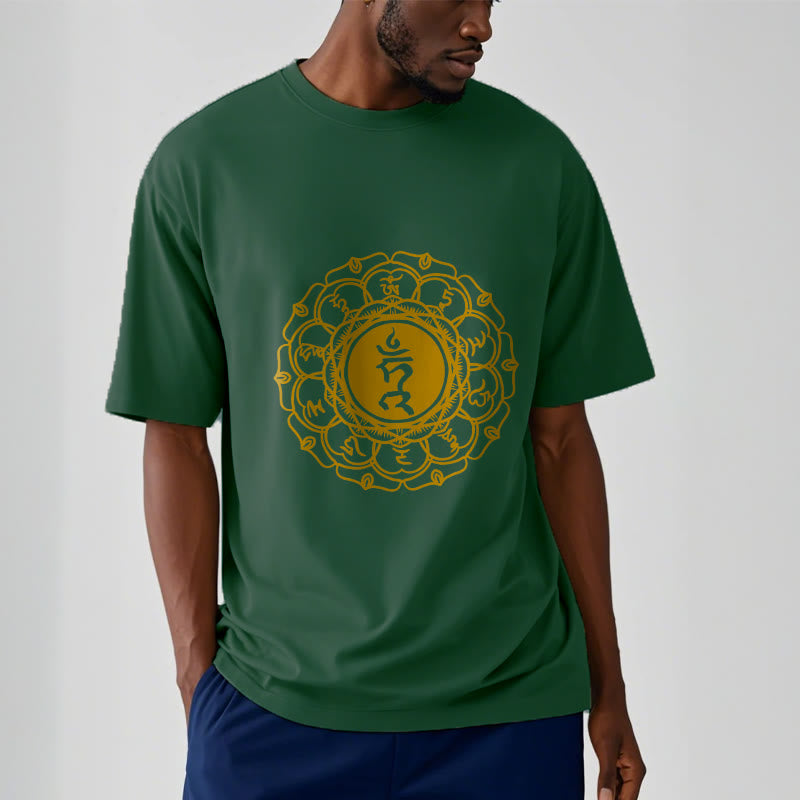Camiseta de algodón con estampado de Vishuddha y símbolo de zumbido de Buddha Stones - image 12