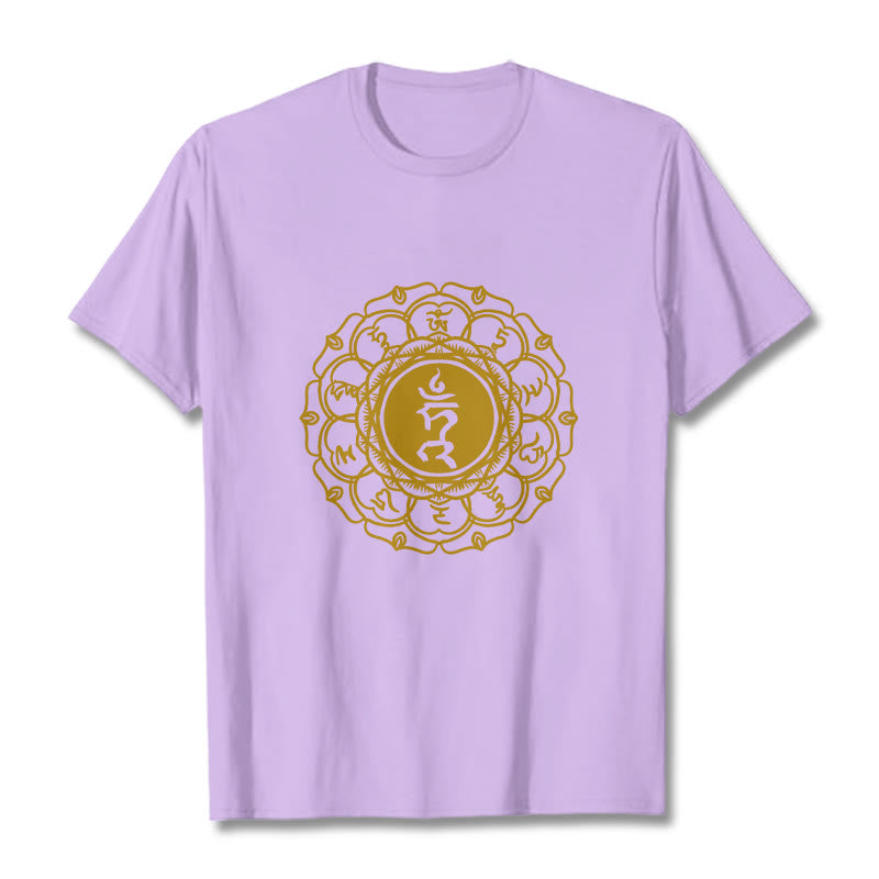 Camiseta de algodón con estampado de Vishuddha y símbolo de zumbido de Buddha Stones - Ciruela - 2XL - image 17