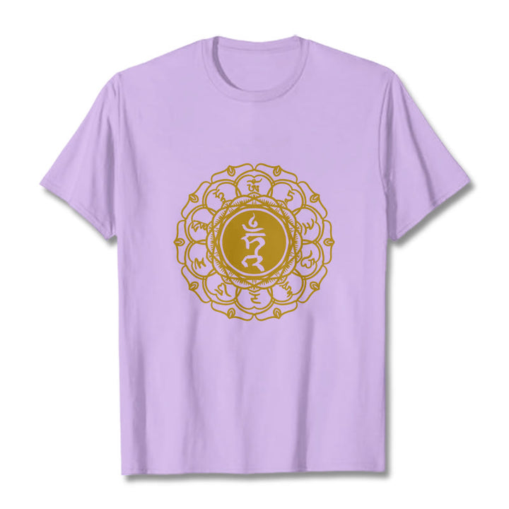 Camiseta de algodón con estampado de Vishuddha y símbolo de zumbido de Buddha Stones - Ciruela - 2XL - image 17