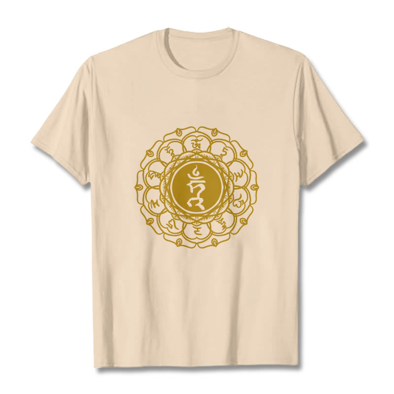 Camiseta de algodón con estampado de Vishuddha y símbolo de zumbido de Buddha Stones - Sopa de mariscos - 2XL - image 9