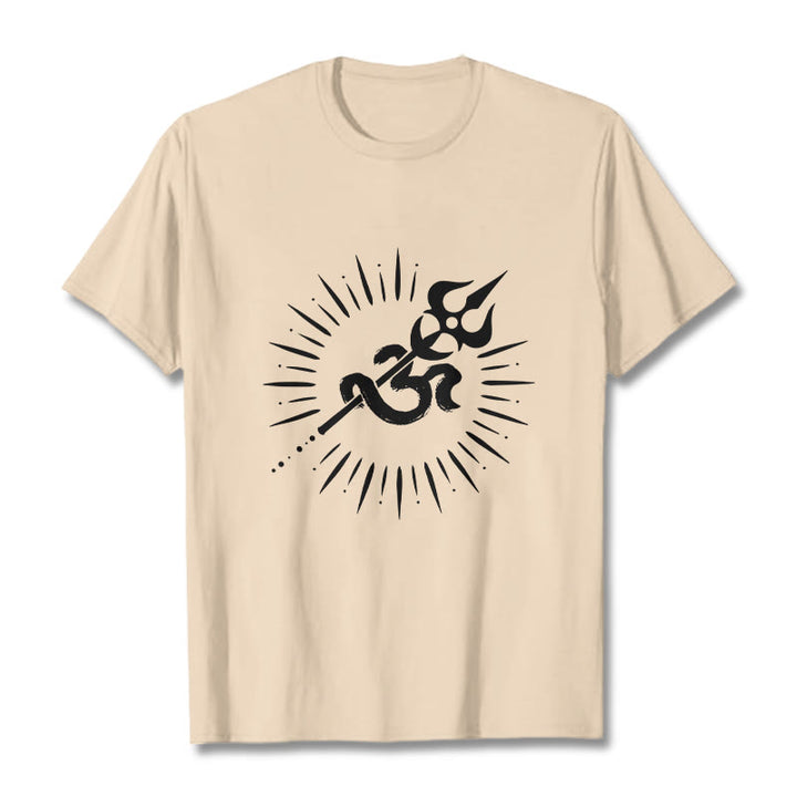 Camiseta informal de algodón con diseño de líneas radiantes y símbolo Om de Buddha Stones y tridente - Sopa de mariscos - 2XL - image 9
