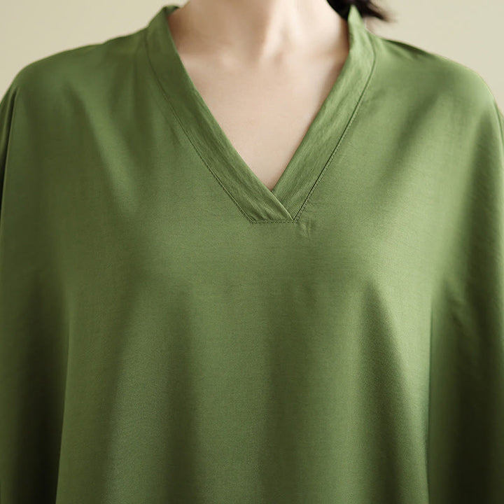 Vestido largo de lino y algodón de manga larga, estilo retro, informal, de color liso, con bolsillos y estampado de Buddha Stones - image 8