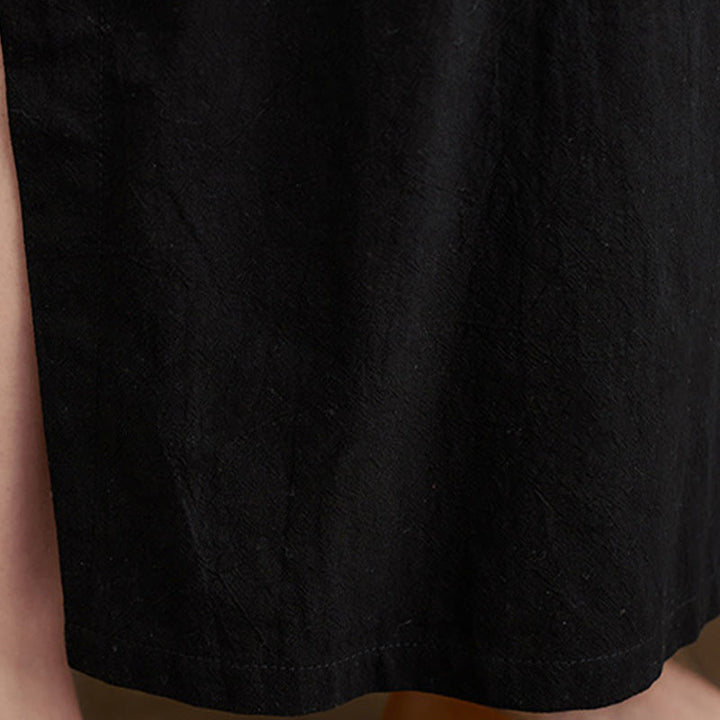 Vestido largo informal de lino y algodón con mangas largas y bolsillos, con estampado de Buddha Stones y diseño sencillo de otoño. - image 14