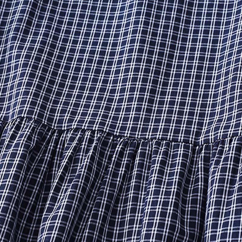 Vestido midi informal de algodón con mangas largas y botones a cuadros de Buddha Stones - image 15