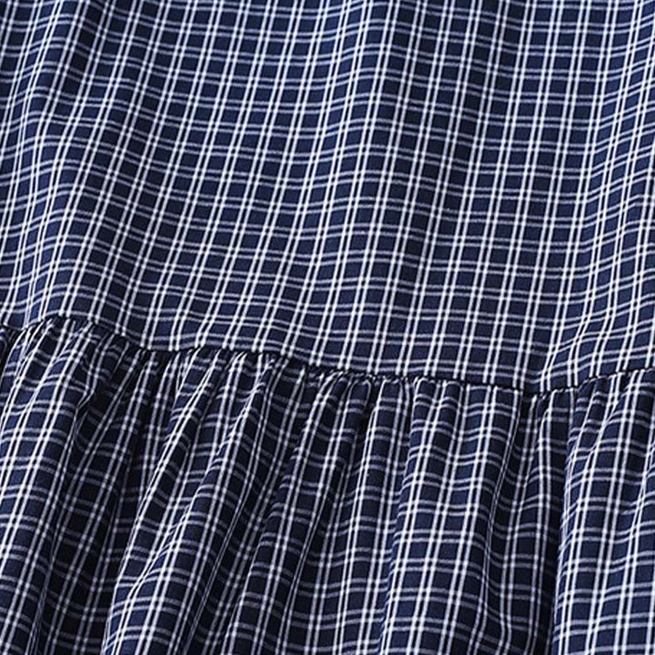 Vestido midi informal de algodón con mangas largas y botones a cuadros de Buddha Stones - image 15