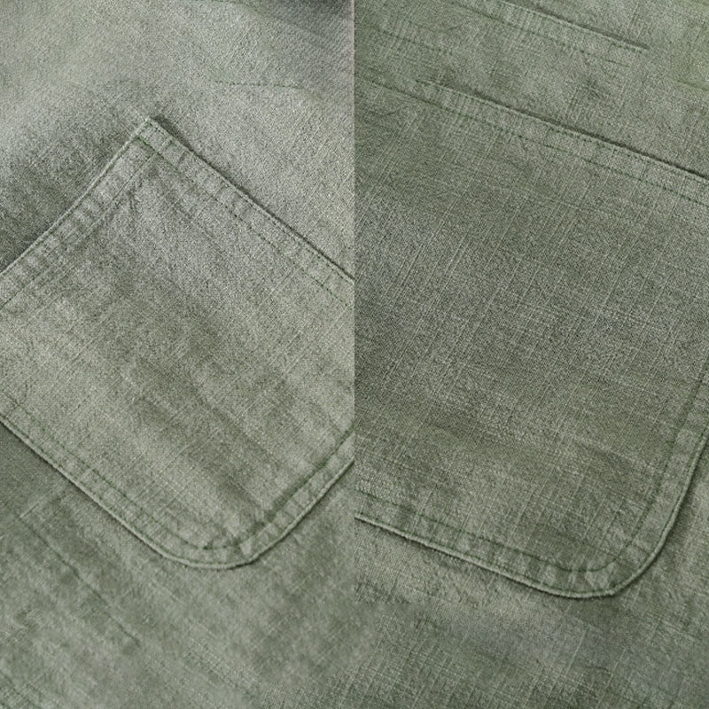 Camisa de manga larga de lino y algodón con botones lisos y bolsillos para hombre de Buddha Stones Commute - image 3