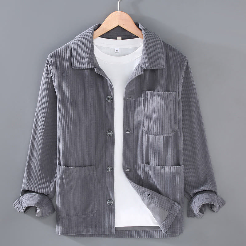 Chaqueta de hombre con solapa de manga larga, botones y bolsillos, con diseño de Buddha Stones otoñales - Gris pizarra claro - US/UK/AU42, EU52 (3XL) - image 0
