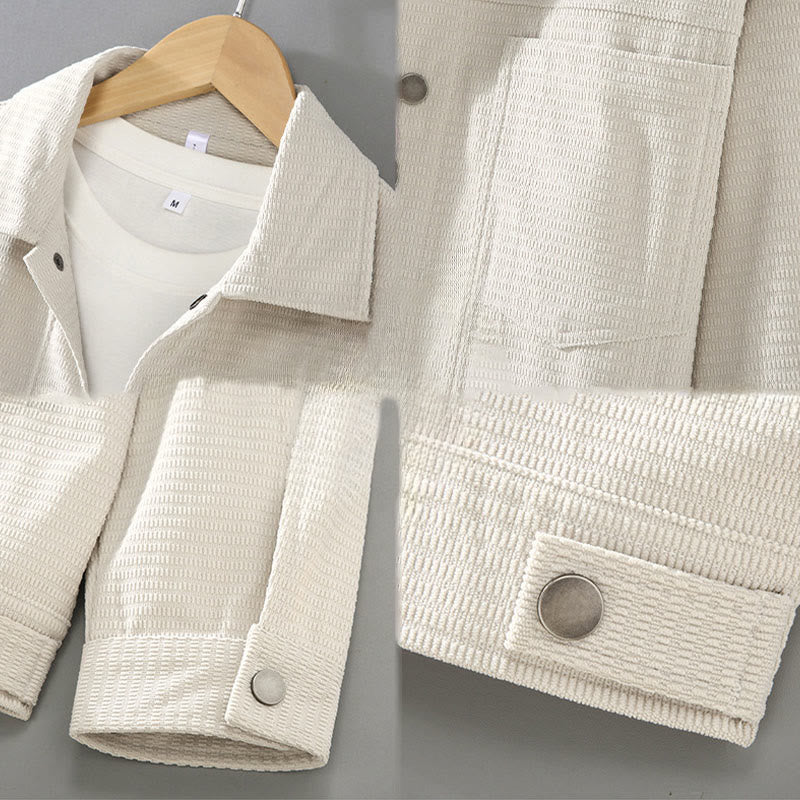 Chaqueta de manga larga para hombre con solapa y botones y bolsillos de Buddha Stones Commute - image 6