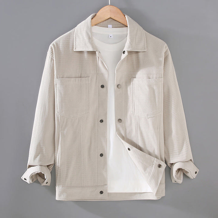 Chaqueta de manga larga para hombre con solapa y botones y bolsillos de Buddha Stones Commute - Beige - US/UK/AU42, EU52 (3XL) - image 1