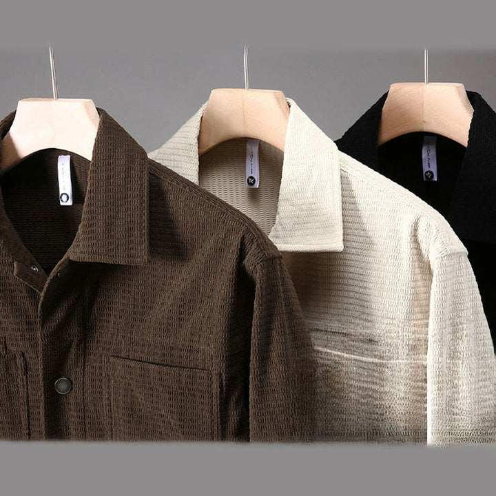 Chaqueta de manga larga para hombre con solapa y botones y bolsillos de Buddha Stones Commute - image 11