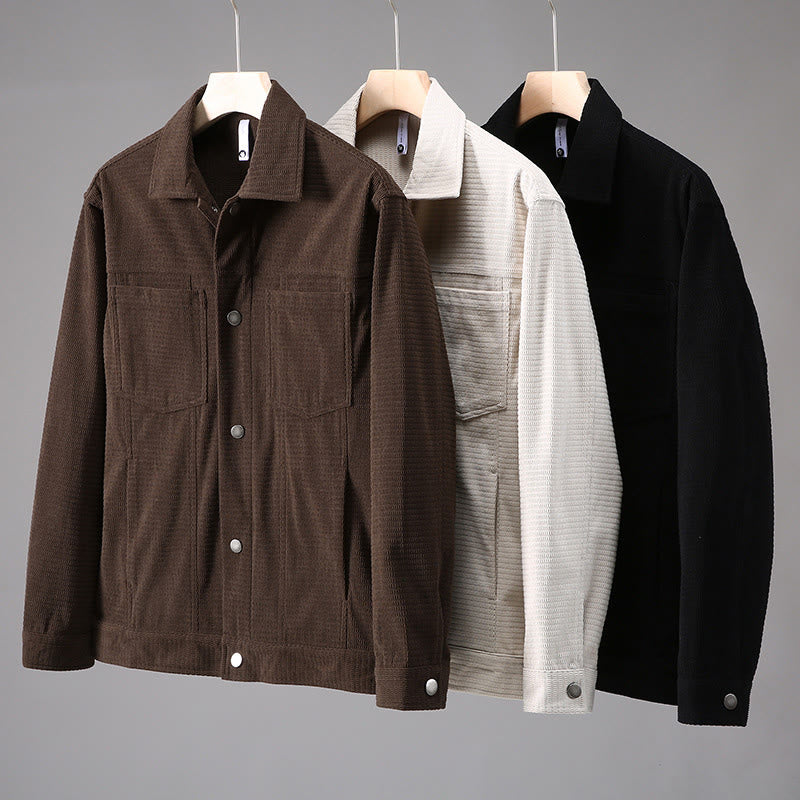 Chaqueta de manga larga para hombre con solapa y botones y bolsillos de Buddha Stones Commute - image 10