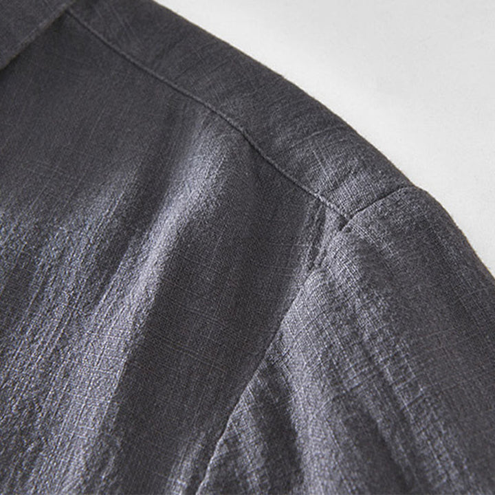 Chaqueta de lino y ramio de manga larga para hombre con diseño de botones sencillos y bolsillos de Buddha Stones Commute - image 14