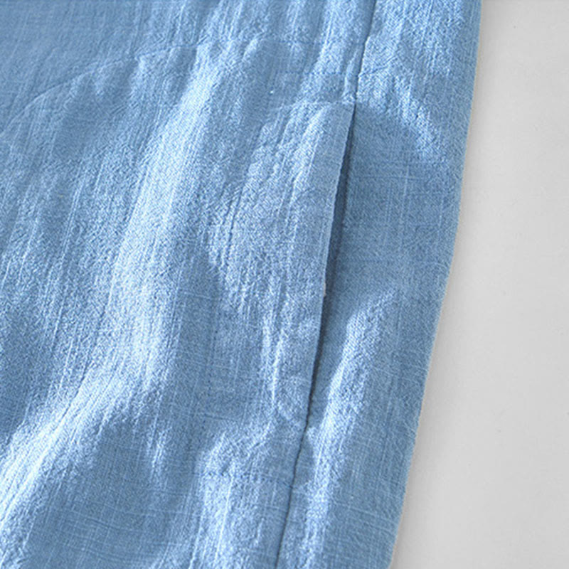 Chaqueta de lino y ramio de manga larga para hombre con diseño de botones sencillos y bolsillos de Buddha Stones Commute - image 24