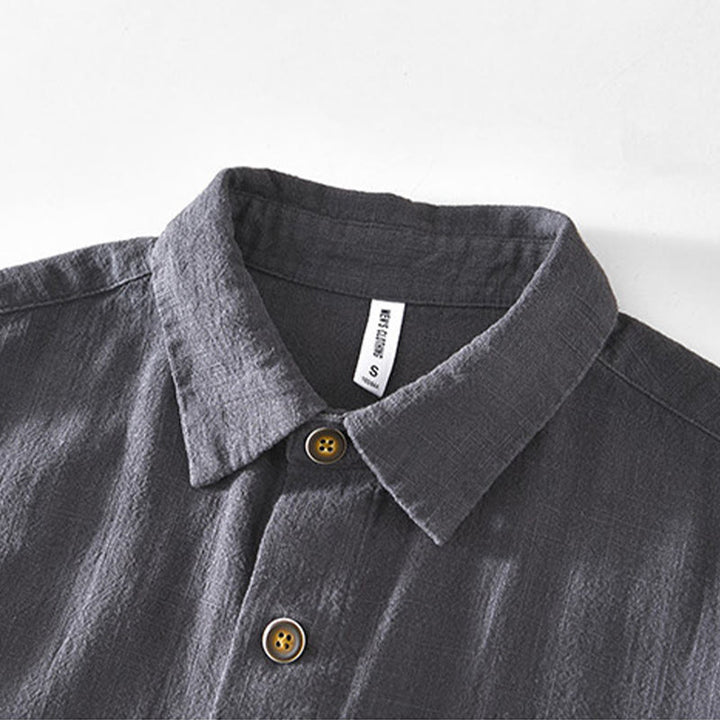 Chaqueta de lino y ramio de manga larga para hombre con diseño de botones sencillos y bolsillos de Buddha Stones Commute - image 19