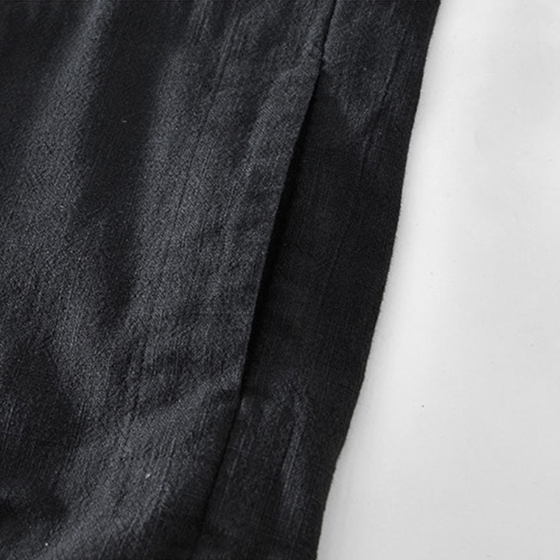 Chaqueta de lino y ramio de manga larga para hombre con diseño de botones sencillos y bolsillos de Buddha Stones Commute - image 8