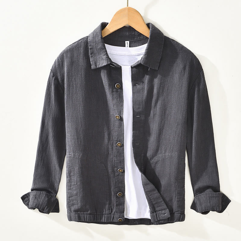 Chaqueta de lino y ramio de manga larga para hombre con diseño de botones sencillos y bolsillos de Buddha Stones Commute - Gris pizarra - US/UK/AU42, EU52 (3XL) - image 17